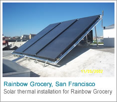 Commercial solar water heating installation on Rainbow Grocery in San Francisco