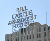 Hill Castle Apartment sign