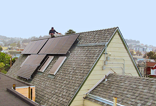 Solar installation on a 55-degree grade roof